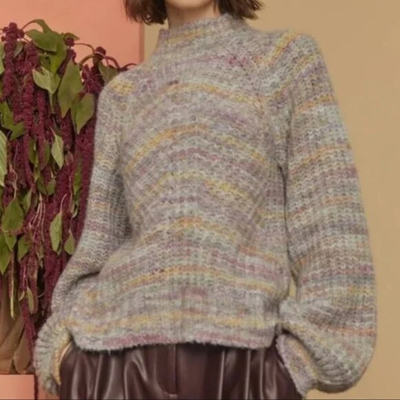 NICHOLAS Aplaca Pastel Elastic Knit Fitted w. Baloon Sleeves Sweater women XS - Picture 16 of 17